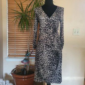 Karen Kane Brown Leopard Print Wrap Dress w/ 3/4 Sleeves - Size M